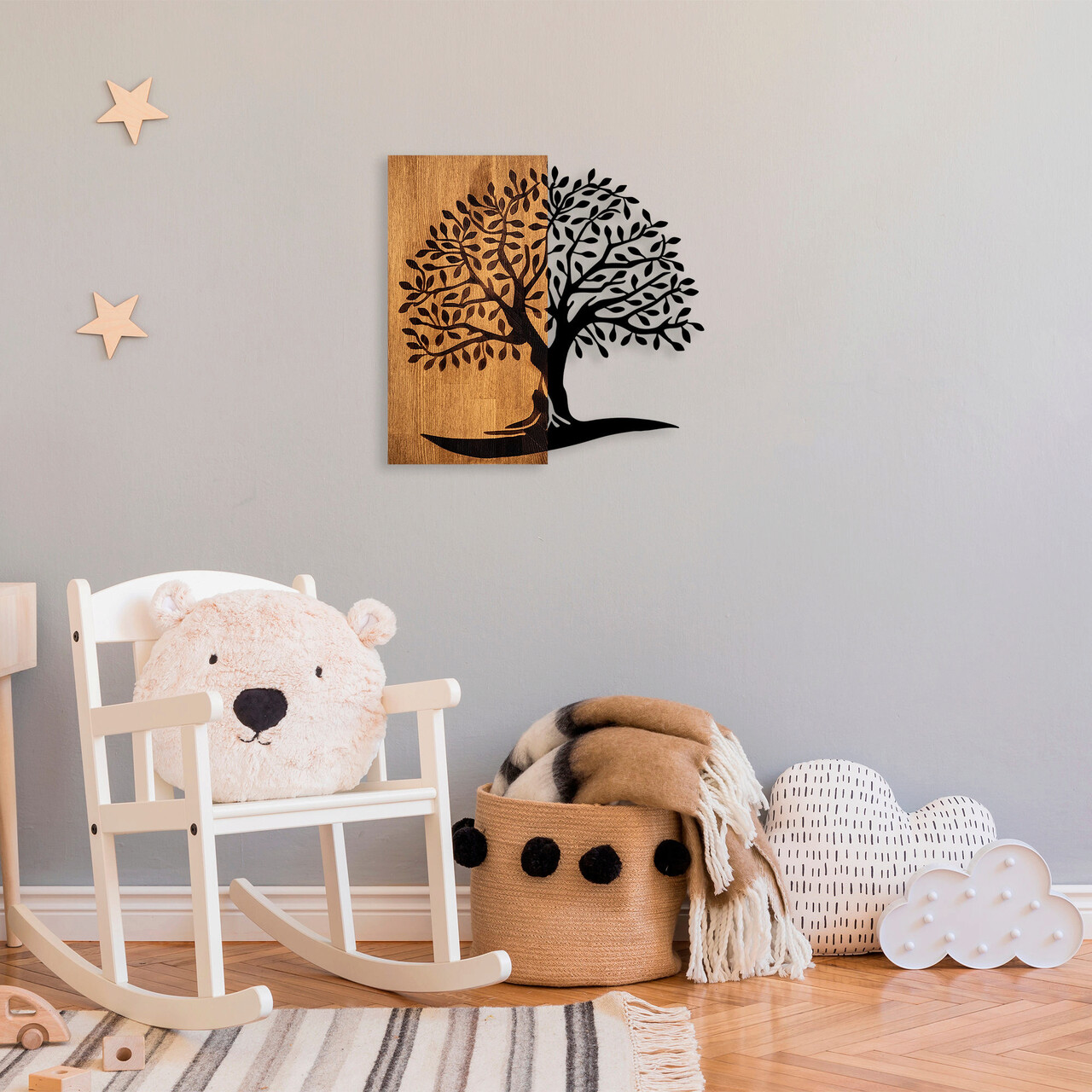 Decoratiune de perete, Monumental Tree, Dimensiune: 58 x 58 cm, Nuc / Negru - imagine 7